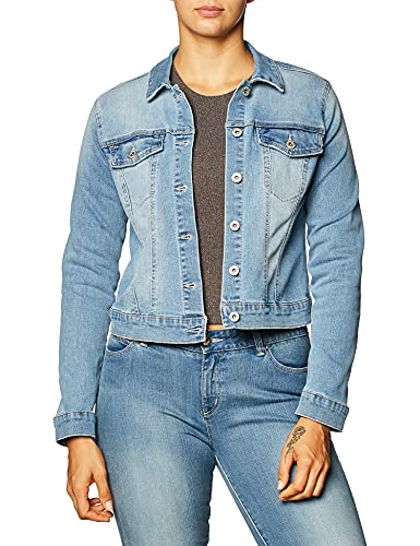 Jessica Simpson Women's Pixie Classic Feminine Fit Crop Jean Jacket, Maude, Large