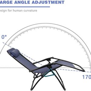 Homall Zero Gravity Chair Patio Folding Lawn Outdoor Lounge Gravity Camp Reclining Lounge Chair with Cup Holder Pillows for Poolside Backyard and Beach Set of 2 (Blue)