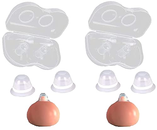 Finever 2Pair Nipplesuckers Nipple Corrector for Flat Inverted Nipples for Breastfeeding Mother or Women Silicone with Clear Case