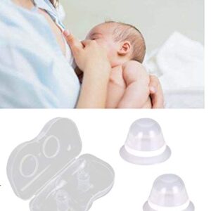 Finever 2Pair Nipplesuckers Nipple Corrector for Flat Inverted Nipples for Breastfeeding Mother or Women Silicone with Clear Case