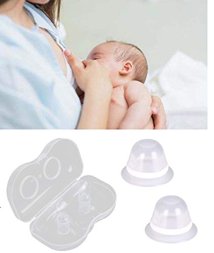 Finever 2Pair Nipplesuckers Nipple Corrector for Flat Inverted Nipples for Breastfeeding Mother or Women Silicone with Clear Case