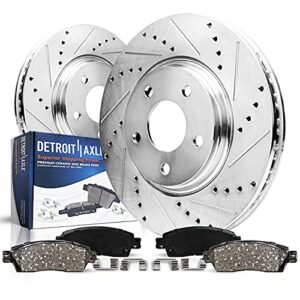detroit axle - front brake kit for toyota corolla matrix pontiac vibe scion xd drilled and slotted disc brake rotors ceramic brakes pads replacement
