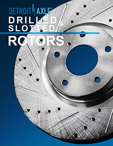 Detroit Axle - Front Brake Kit for Toyota Corolla Matrix Pontiac Vibe Scion xD Drilled and Slotted Disc Brake Rotors Ceramic Brakes Pads Replacement