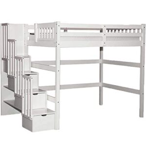 scanica staircase twin loft bed with storage white