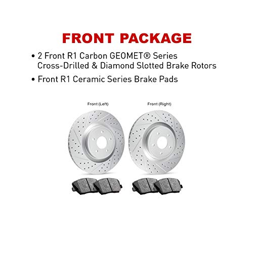 R1 Concepts Front Brakes and Rotors Kit |Front Brake Pads| Brake Rotors and Pads| Ceramic Brake Pads and Rotors |fits 2008-2019 Pontiac Vibe, Scion xD, Toyota Corolla, Matrix