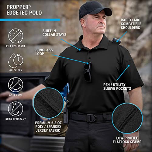 Propper Men's Edgetec Polo, Black, Medium