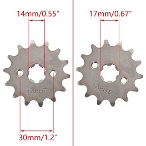 WOOSTAR Motorcycle 420-14T Front Sprocket 17mm for 50cc 70cc 90cc 110cc 125cc Dirt Pit Bike Mini Bike ATV 4 Wheeler Moped