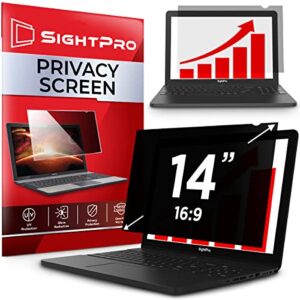 sightpro 14 inch 16:9 laptop privacy screen filter - computer monitor privacy shield and anti-glare protector