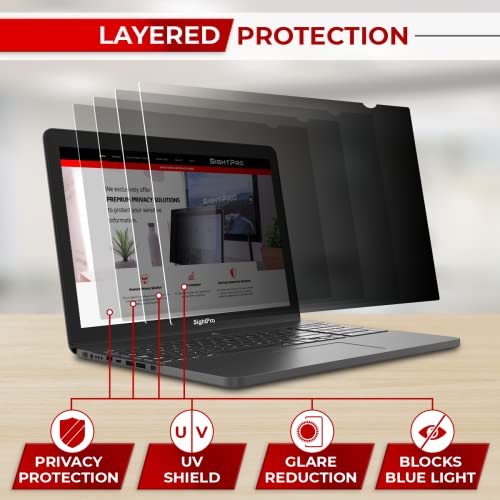 SightPro 14 Inch 16:9 Laptop Privacy Screen Filter - Computer Monitor Privacy Shield and Anti-Glare Protector