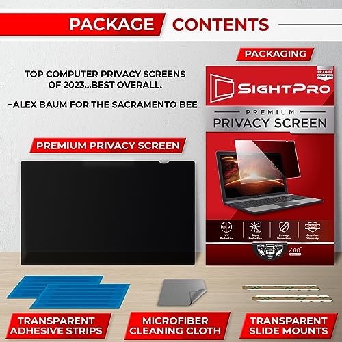 SightPro 14 Inch 16:9 Laptop Privacy Screen Filter - Computer Monitor Privacy Shield and Anti-Glare Protector