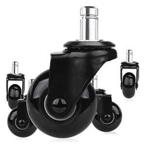 8t8 replacement chair caster wheels 2'', heavy duty wheels with plug-in stem 7/16''x7/8'',quiet & smooth rolling, no chair mat needed, safe for hardwood carpet tile floors,set of 5 (black, 2 inch)