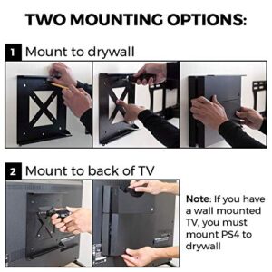 HumanCentric PS4 Mount for PS4 Original (Fat Version 2013- mid 2016 Model) + 2 Controller Mounts Bundle (Black) Mount on The Wall or on The Back of The TV