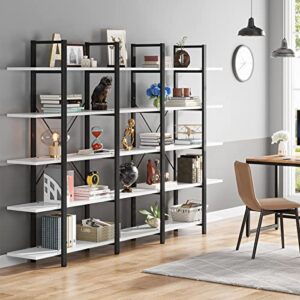 Tribesigns 5-Tier Bookshelf, Vintage Industrial Style Bookcase 72 H x 12 W x 47L Inches, White