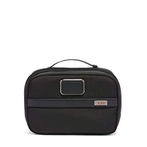 tumi - alpha 3 split travel kit - luggage accessories toiletry bag for men and women with embossed leather carry handle - black