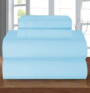 elegant comfort luxury 1500 thread count egyptian quality microfiber 4-piece premium hotel sheet set-wrinkle resistant, all around elastic fitted sheet, deep pocket up to 16", twin/twin xl, aqua