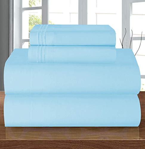 Elegant Comfort Luxury 1500 Thread Count Egyptian Quality Microfiber 4-Piece Premium Hotel Sheet Set-Wrinkle Resistant, All Around Elastic Fitted Sheet, Deep Pocket up to 16", Twin/Twin XL, Aqua