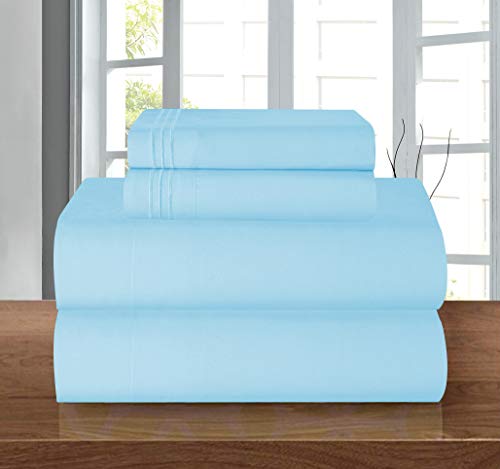 Elegant Comfort Luxury 1500 Thread Count Egyptian Quality Microfiber 4-Piece Premium Hotel Sheet Set-Wrinkle Resistant, All Around Elastic Fitted Sheet, Deep Pocket up to 16", Twin/Twin XL, Aqua