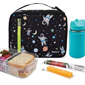 PackIt Freezable Classic Lunch Box, Spaceman, Built with EcoFreeze Technology, Collapsible, Reusable, Zip Closure With Zip Front Pocket and Buckle Handle, Perfect for Healthy Lunches