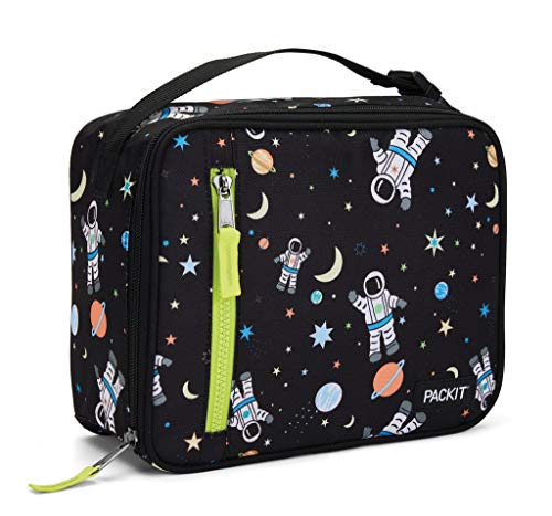 PackIt Freezable Classic Lunch Box, Spaceman, Built with EcoFreeze Technology, Collapsible, Reusable, Zip Closure With Zip Front Pocket and Buckle Handle, Perfect for Healthy Lunches