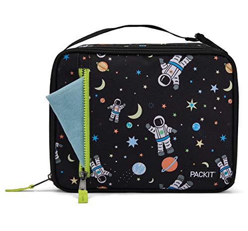 PackIt Freezable Classic Lunch Box, Spaceman, Built with EcoFreeze Technology, Collapsible, Reusable, Zip Closure With Zip Front Pocket and Buckle Handle, Perfect for Healthy Lunches