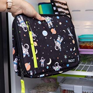 PackIt Freezable Classic Lunch Box, Spaceman, Built with EcoFreeze Technology, Collapsible, Reusable, Zip Closure With Zip Front Pocket and Buckle Handle, Perfect for Healthy Lunches