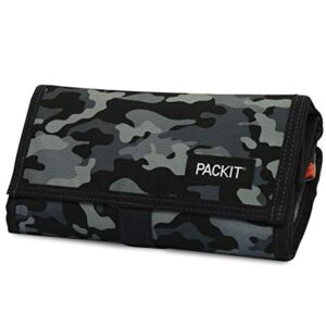 PackIt® Freezable Lunch Bag, Charcoal Camo, Built with EcoFreeze® Technology, Foldable, Reusable, Zip and Velcro Closure with Buckle Handle, Perfect for Fresh Lunch On the Go