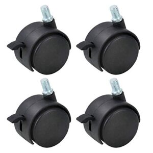 howdia 4 pack 2 inch nylon plastic replacement caster swivel furniture wheels floor protecting office chair swivel caster threaded stem with brake black
