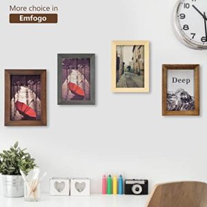 Emfogo 5x7 Picture Frame, Pack of 2 Rustic Picture Frames 5x7 with Real Glass, Solid Wood 5x7 Photo Frame for Table Top Display or Wall Mounted (Carbonized Brown)