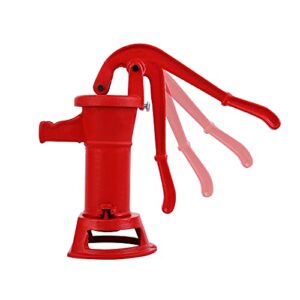 Samger Durable Antique Pitcher Hand Water Pump Cast Iron Red Hand Well Pump 25ft Maximum lift Manual Water Transfer Pump Boost Fountain for Outdoor, Yard, Pond, Garden Decoration Kit