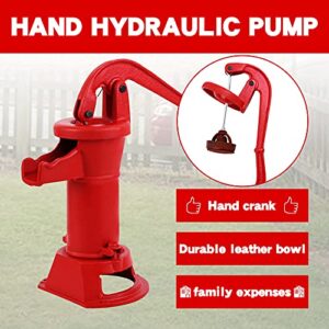 Samger Durable Antique Pitcher Hand Water Pump Cast Iron Red Hand Well Pump 25ft Maximum lift Manual Water Transfer Pump Boost Fountain for Outdoor, Yard, Pond, Garden Decoration Kit