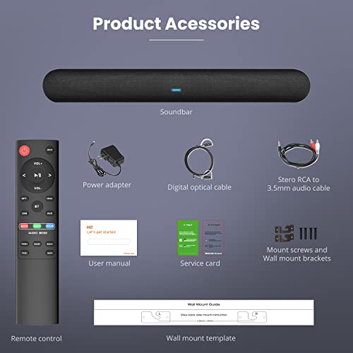 80W Sound bar, Bestisan Soundbar TV Sound bar Wired and Wireless Bluetooth Audio Speakers(4 Drivers, New Bluetooth Version, Optical Cable Included, Bass Adjustable)