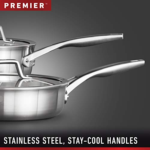 Calphalon 8-Piece Pots and Pans Set, Stainless Steel Kitchen Cookware with Stay-Cool Handles, Dishwasher Safe, Silver