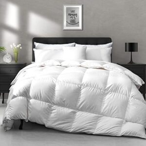apsmile all season goose feather down comforter full/queen size - ultra-soft 750 fill-power hotel collection duvet insert fluffy medium warm quilt comforter with corner tabs(90x90, white)