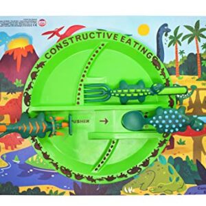 Constructive Eating Made in USA Toddler Dining Set: Kids Placemats for Dining Table with Dinosaur Plate & Utensils, Perfect Toddler Boy Gifts or Toddler Girl Gifts for 2 Year Old, Toddler Forks and Spoons for Picky Eater