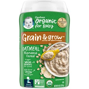 gerber baby cereal organic 2nd foods, grain & grow, oatmeal banana, 8 ounce