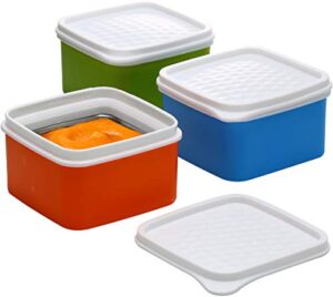 baby/ toddler/ kids stainless steel insulated food storage container small leak proof lunch box- 3 pk. 8 oz snack containers- square thermal food container with airtight lid on the go, school, daycare