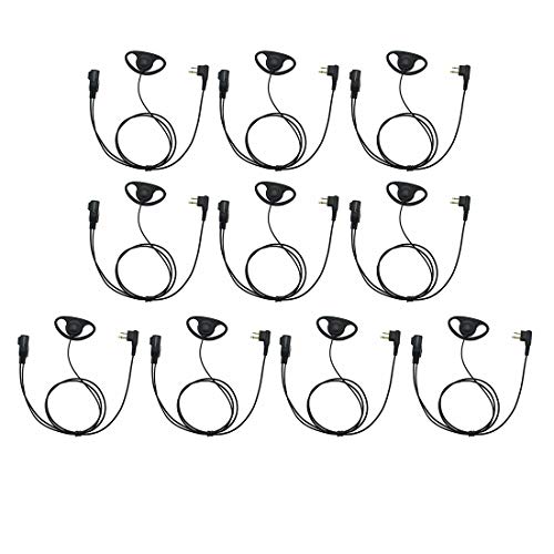 GoodQbuy D Shape Clip-Ear Headset Earpiece PTT with Mic is Compatible with Motorola Two-Way Radio CLS1410 RMM2050 GP300 CP200 PR400 CLS1110 (10 Pcs)