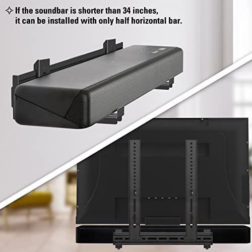 Mounting Dream Soundbar Mount Sound Bar TV Bracket, Sound Bar Bracket for Soundbar with Holes/Without Holes, Non-Slip Base Holder Extends 3.4" to 6.1", Up to 20 LBS, Safe and Easy to Install MD5425