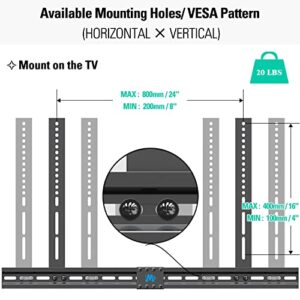 Mounting Dream Soundbar Mount Sound Bar TV Bracket, Sound Bar Bracket for Soundbar with Holes/Without Holes, Non-Slip Base Holder Extends 3.4" to 6.1", Up to 20 LBS, Safe and Easy to Install MD5425