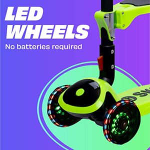 Kick Scooters for Kids Ages 3-5 (Suitable for 2-12 Year Old) Adjustable Height Foldable Scooter Removable Seat, 3 LED Light Wheels, Rear Brake, Wide Standing Board, Outdoor Activities for Boys/Girls