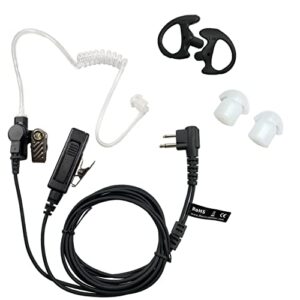 maximalpower acoustic earpiece surveillance w/ptt & kevlar enforcement in the cable compatible for motorola cp200 two way radios with acoustic tube earpiece, black earmold pair & extra eartip combo