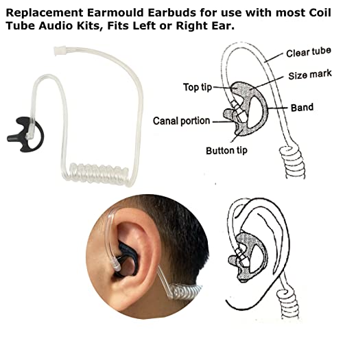 MaximalPower Acoustic Earpiece Surveillance w/PTT & Kevlar Enforcement in The Cable Compatible for Motorola CP200 Two Way Radios with Acoustic Tube Earpiece, Black Earmold Pair & Extra Eartip Combo