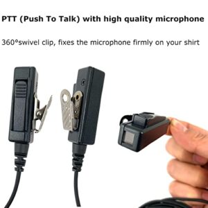 MaximalPower Acoustic Earpiece Surveillance w/PTT & Kevlar Enforcement in The Cable Compatible for Motorola CP200 Two Way Radios with Acoustic Tube Earpiece, Black Earmold Pair & Extra Eartip Combo