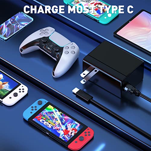 Charger for Nintendo Switch and Switch Lite and Switch OLED, Support Dock Mode AC Power Supply Adapter, 5FT Type C Charger Cable for Switch. Output 15V2.6A