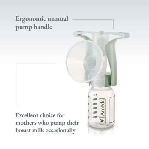 Ameda Portable Manual Breast Pump, Breast Feeding Essentials, Portable, BPA and DEHP Free