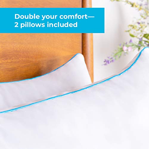 Linenspa Pillow Queen Size Set of 2 – 2 Pack Shredded Memory Foam Bed Pillows for Sleeping – Stomach Sleeper Pillow, Side Sleeper Pillow and Back Sleeper Pillow, Queen Pillows 2 Pack White