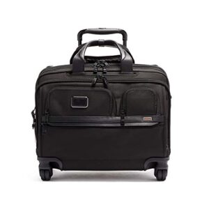 tumi alpha 3 deluxe 4-wheel laptop case briefcase - features built-in usb port - 17-inch computer bag for men and women - black