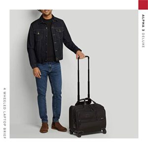 TUMI Alpha 3 Deluxe 4-Wheel Laptop Case Briefcase - Features Built-In USB Port - 17-Inch Computer Bag for Men and Women - Black