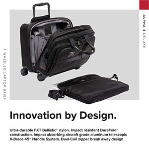 TUMI Alpha 3 Deluxe 4-Wheel Laptop Case Briefcase - Features Built-In USB Port - 17-Inch Computer Bag for Men and Women - Black