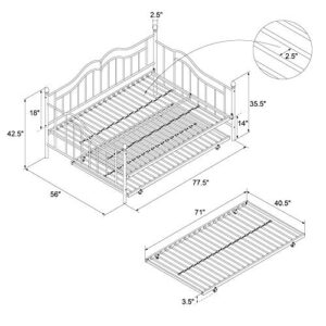 DHP Tokyo Daybed and Trundle with Metal Frame, Full Over Twin Size, Brushed Bronze